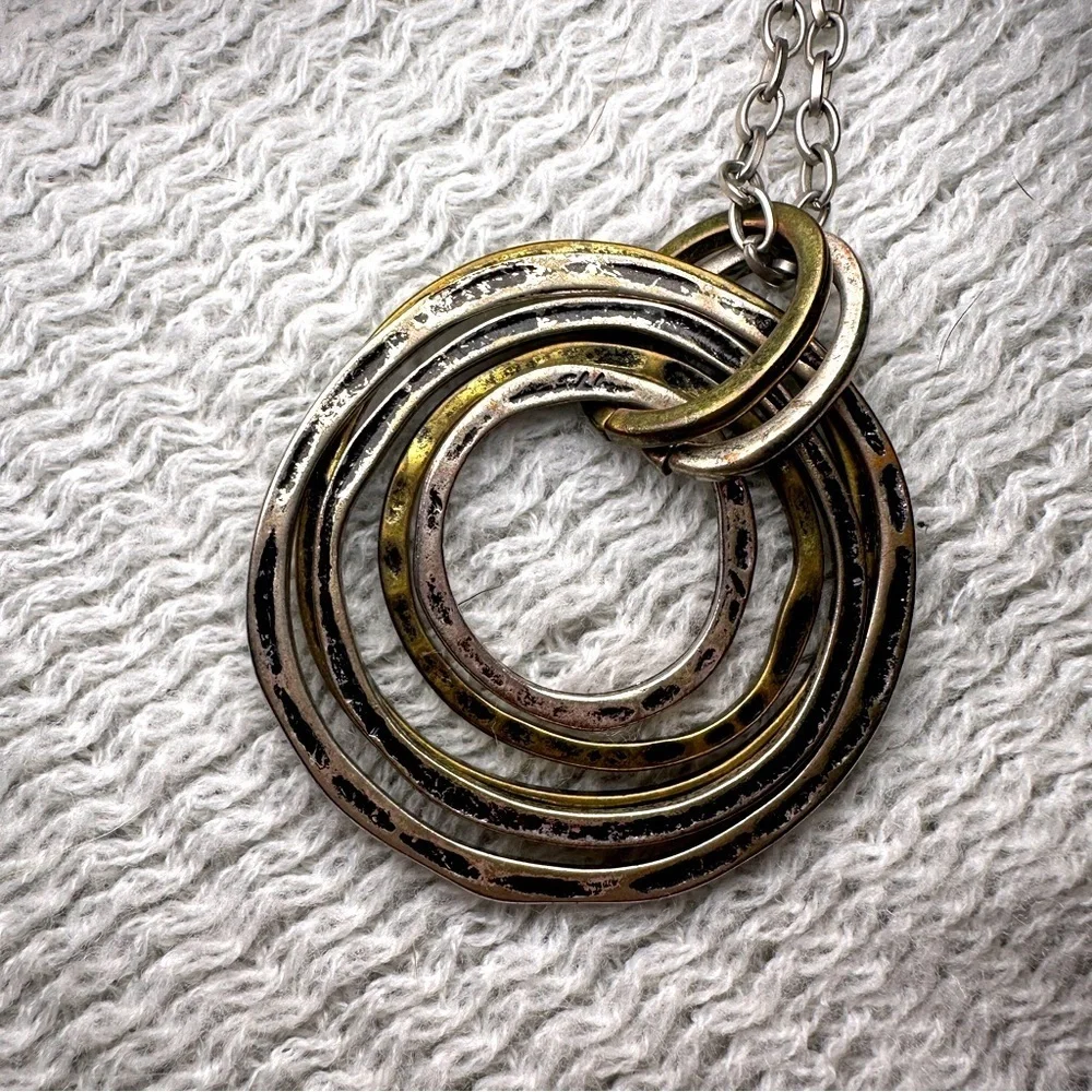 Vintage inspired Boho Multi-ring Layered Pendant Necklace